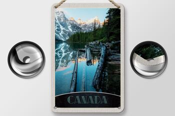 Panneau de voyage en étain, 12x18cm, Canada, hiver, neige, Nature, forêt, rivière 2