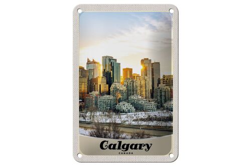 Blechschild Reise 12x18cm Calgary Kanada Europa Urlaub Schnee Schild