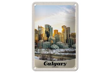 Panneau de voyage en étain 12x18cm, signe de neige de vacances de Calgary Canada Europe 1