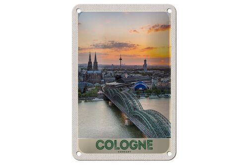 Blechschild Reise 12x18cm Köln Deutschland Stadttrip Dom Brücke Schild