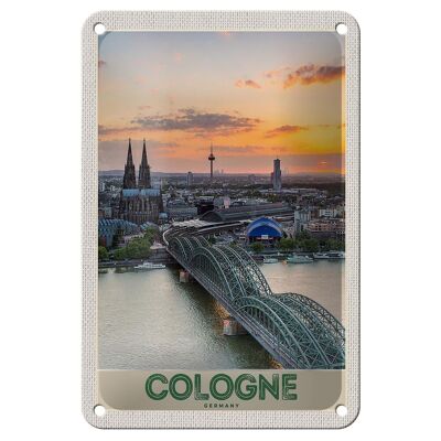 Blechschild Reise 12x18cm Köln Deutschland Stadttrip Dom Brücke Schild