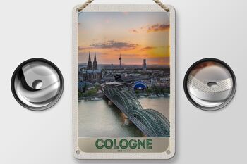 Panneau de voyage en étain, 12x18cm, Cologne, allemagne, voyage en ville, pont de la cathédrale 2