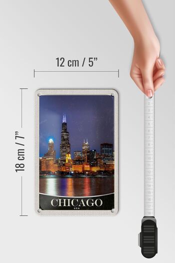 Panneau de voyage en étain, 12x18cm, Chicago, états-unis, amérique, soirée au bord de la mer 5