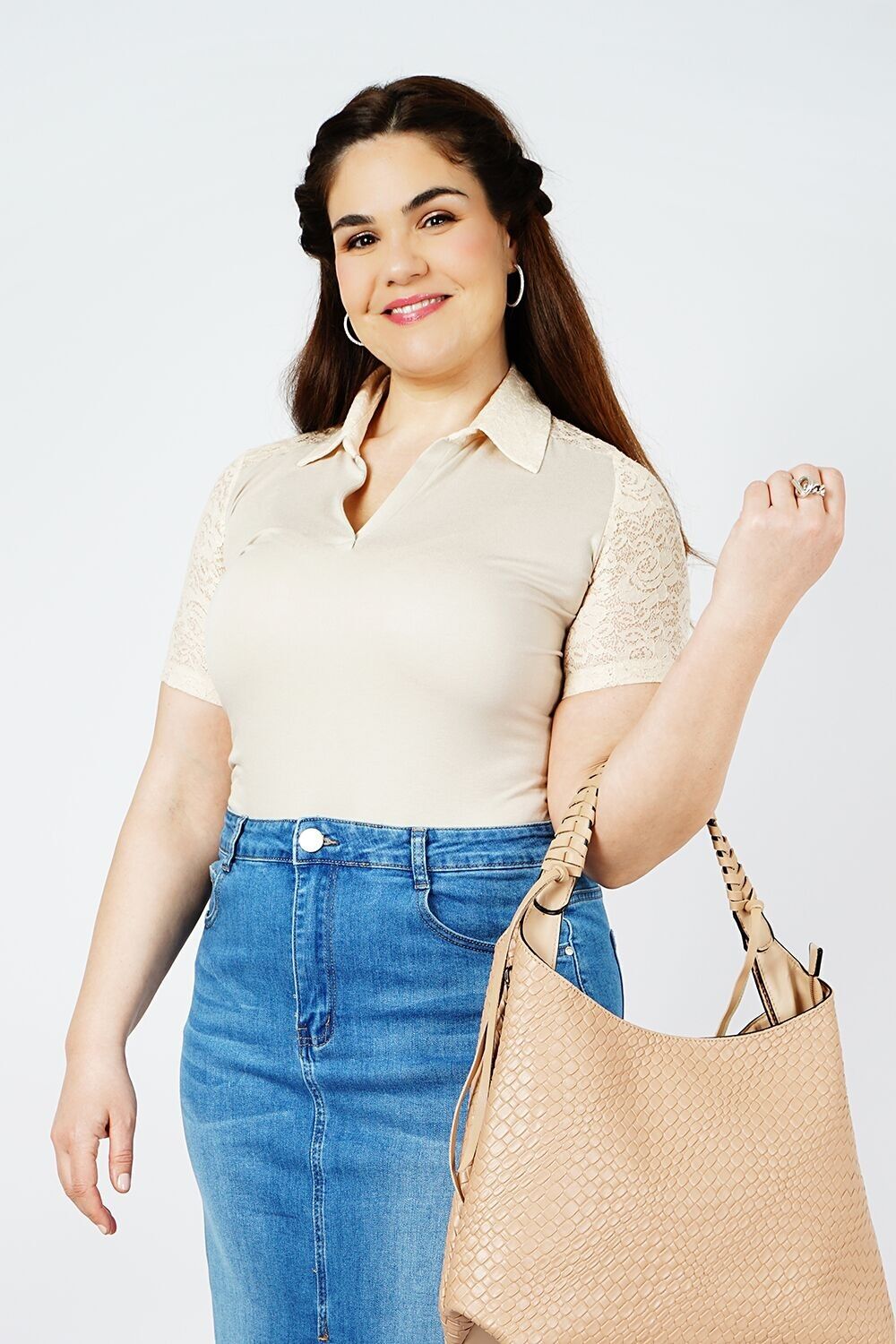 POLO BEIGE CON PIZZO - ALIVIA BEIGE