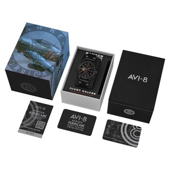 AVI-8 – HAWKER HURRICANE CLASSIC CHRONOGRAPH NIGHT REAPER LIMITED EDITION – AV-4011-0T – Montre homme – Mouvement Quartz Chronographe japonais 7