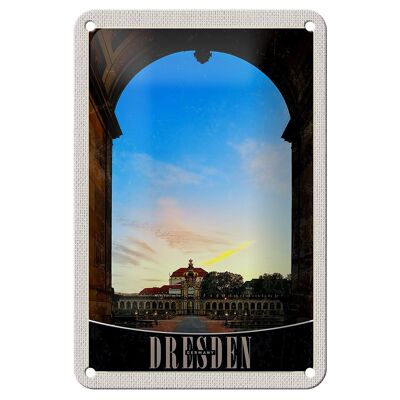 Blechschild Reise 12x18cm Dresden Schloss Vorgarten Mittelalter Schild