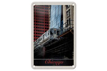 Panneau de voyage en étain, 12x18cm, Chicago, états-unis, Amérique, train, panneau de grande hauteur 1