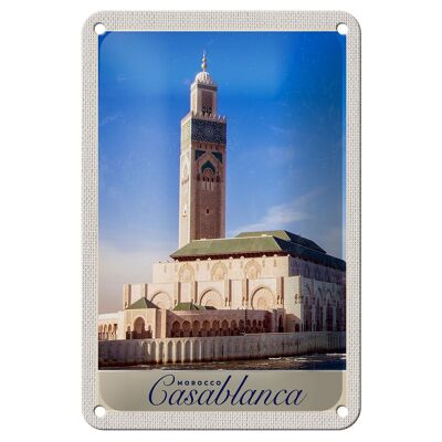 Blechschild Reise 12x18cm Casablanca Marokko Architektur Afrika Schild