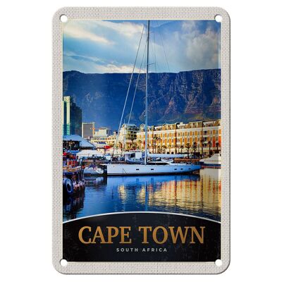 Cartel de chapa de viaje, 12x18cm, Ciudad del Cabo, Sudáfrica, yate, montañas, cartel de mar