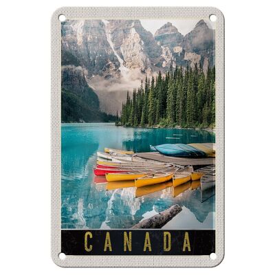 Cartel de chapa de viaje, 12x18cm, Canadá, Europa, mar, montañas, barco, cartel de vacaciones