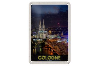 Panneau de voyage en étain, 12x18cm, panneau de gare, pont de la cathédrale de Cologne, allemagne 1