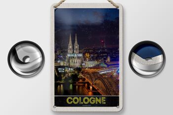 Panneau de voyage en étain, 12x18cm, panneau de gare, pont de la cathédrale de Cologne, allemagne 2