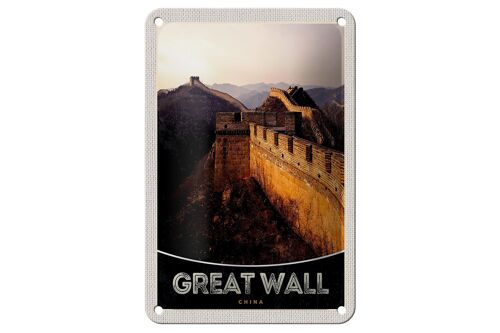 Blechschild Reise 12x18cm China Asien Chinesische Mauer 1222km Schild