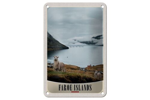Blechschild Reise 12x18cm Dänemark Faroe Island Schaf Urlaub Schild