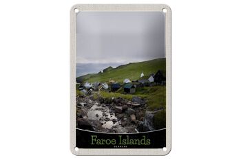 Panneau de voyage en étain, 12x18cm, danemark, îles féroé, maisons, panneau de prairie 1