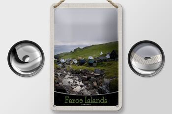 Panneau de voyage en étain, 12x18cm, danemark, îles féroé, maisons, panneau de prairie 2