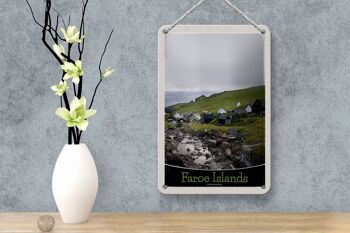 Panneau de voyage en étain, 12x18cm, danemark, îles féroé, maisons, panneau de prairie 4