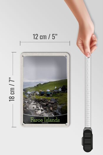 Panneau de voyage en étain, 12x18cm, danemark, îles féroé, maisons, panneau de prairie 5