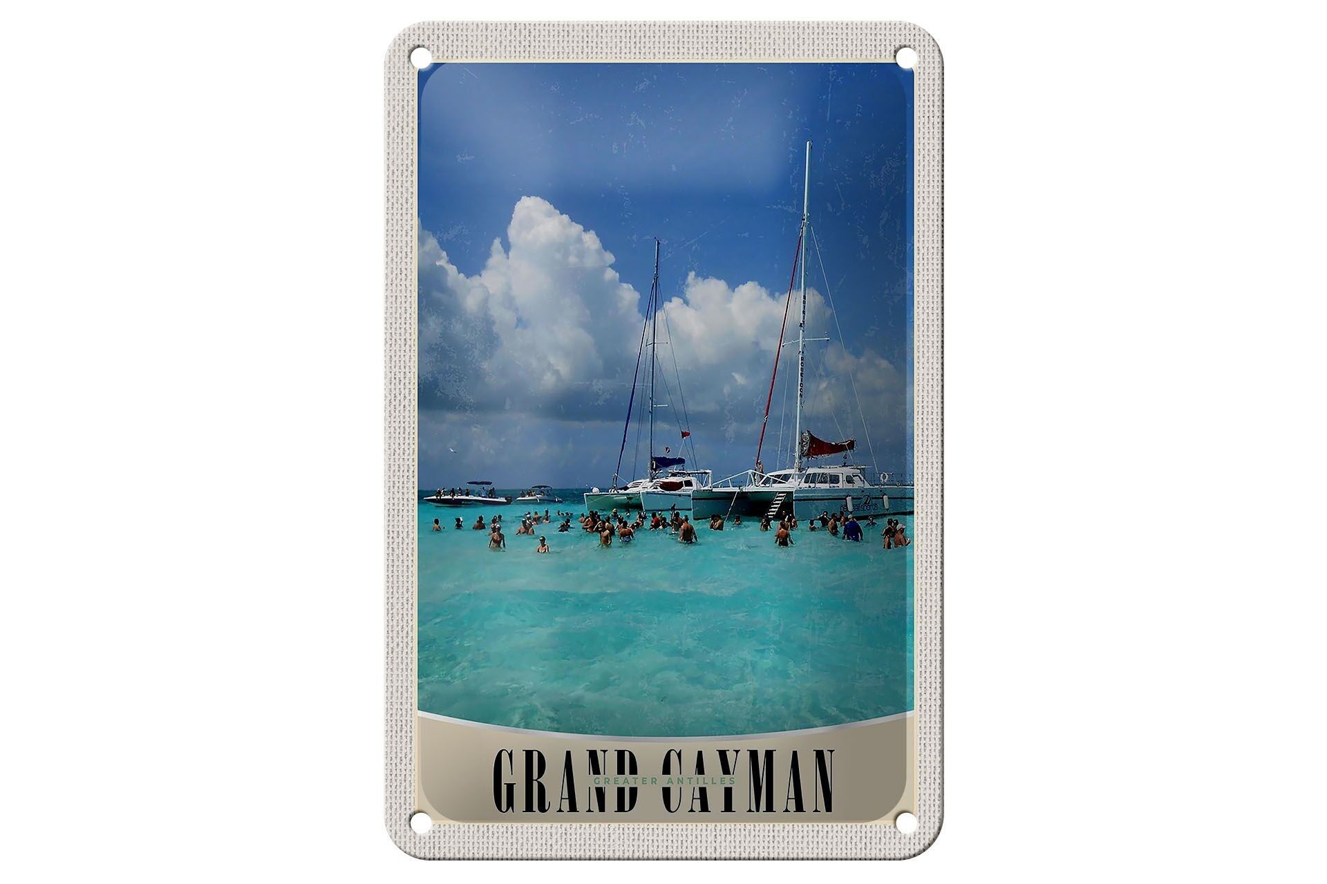 Targa in metallo da viaggio 12x18 cm Targa per yacht America dell'isola di Grand Cayman