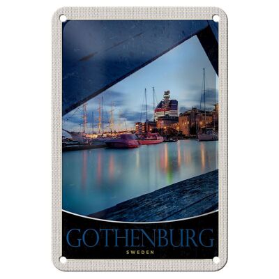 Cartel de chapa de viaje, 12x18cm, Suecia, Gotemburgo, Europa, barco marítimo