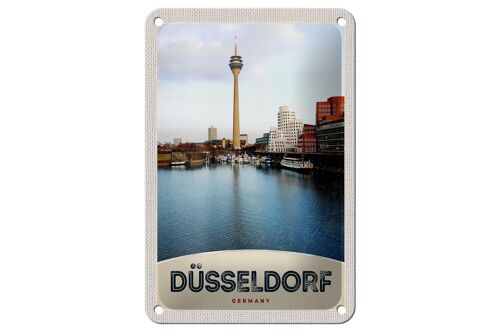 Blechschild Reise 12x18cm Deutschland Düsseldorf Fernsehturm Schild