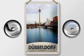Panneau de voyage en étain, 12x18cm, allemagne, Düsseldorf, tour de télévision 2