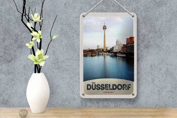Panneau de voyage en étain, 12x18cm, allemagne, Düsseldorf, tour de télévision 4