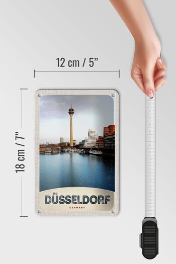 Panneau de voyage en étain, 12x18cm, allemagne, Düsseldorf, tour de télévision 5