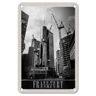 Cartel de chapa de viaje 12x18cm cartel de vacaciones de gran altura de edificio nuevo de la ciudad de Frankfurt