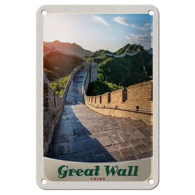 Blechschild Reise 12x18cm China Chinesische Mauer 500 m hoch Schild