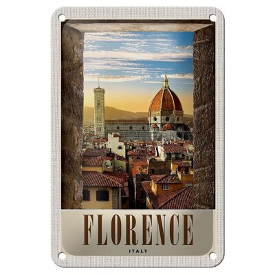 Targa in metallo da viaggio 12x18 cm Cartello architettura chiesa del centro storico di Firenze