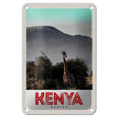 Blechschild Reise 12x18cm Kenia Ostafrika Giraffe Wildnis Natur Schild