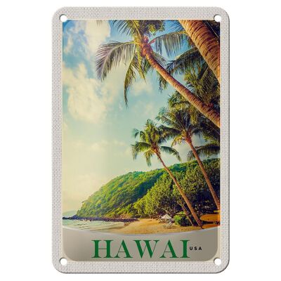 Cartel de chapa de viaje, 12x18cm, Hawaii, EE. UU., Isla de América, playa, cartel de mar