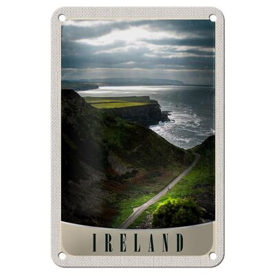 Blechschild Reise 12x18cm Irland Europa Wiese Gebirge Meer Natur Schild