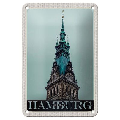Targa in metallo da viaggio 12x18 cm Amburgo Germania Architettura della chiesa