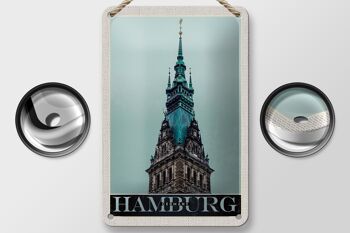 Panneau de voyage en étain 12x18cm, panneau d'architecture d'église de hambourg, allemagne 2