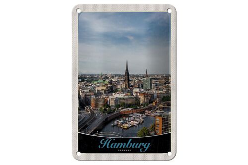 Blechschild Reise 12x18cm Hamburg Deutschland Hafen Stadt Boote Schild