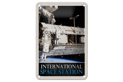 Blechschild Reise 12x18cm Weltraum International Space Station Schild