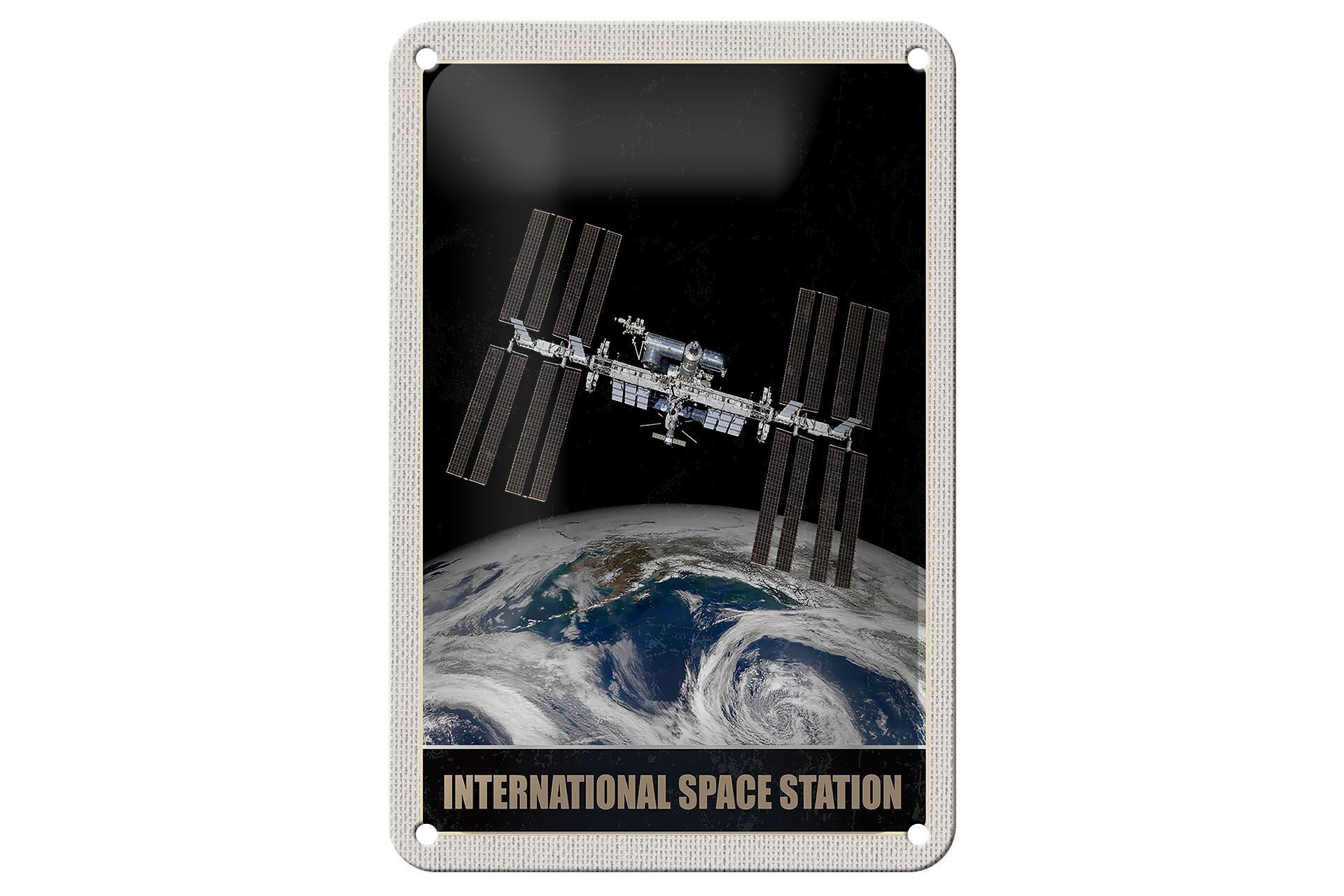 Targa in metallo da viaggio 12 x 18 cm, parabola satellitare spaziale, segno terrestre