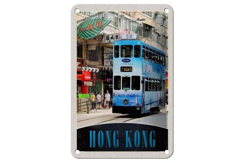 Blechschild Reise 12x18cm Hong Kong Straßenbahn Stadt City Asien Schild