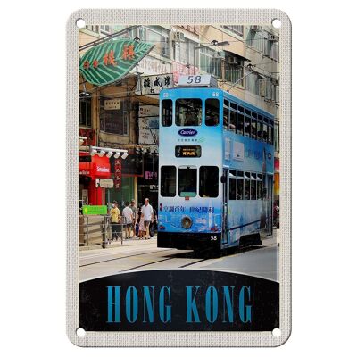 Targa in metallo da viaggio 12x18 cm Hong Kong Tram City Asia Sign