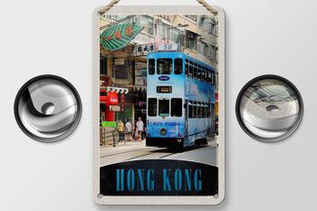 Signe de voyage en étain, 12x18cm, signe de Hong Kong Tram City asie 2