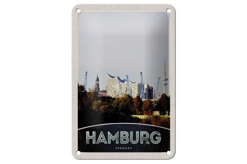 Blechschild Reise 12x18cm Hamburg Stadt Deutschland Hafen Natur Schild