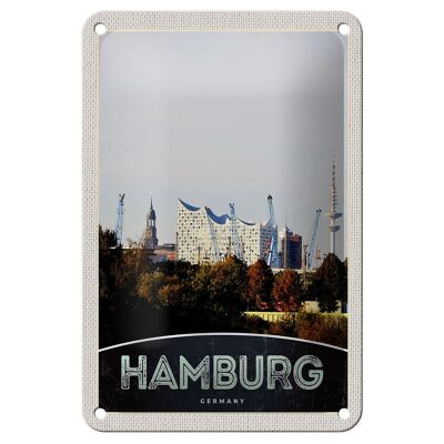 Blechschild Reise 12x18cm Hamburg Stadt Deutschland Hafen Natur Schild