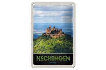 Panneau de voyage en étain, 12x18cm, vue Hechingen, château de Hohenzollen 1