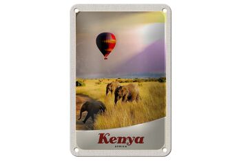 Panneau de voyage en étain 12x18cm, panneau de montgolfière avec éléphants d'afrique du Kenya 1