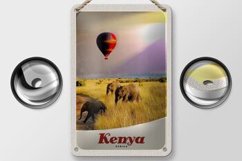Panneau de voyage en étain 12x18cm, panneau de montgolfière avec éléphants d'afrique du Kenya 2