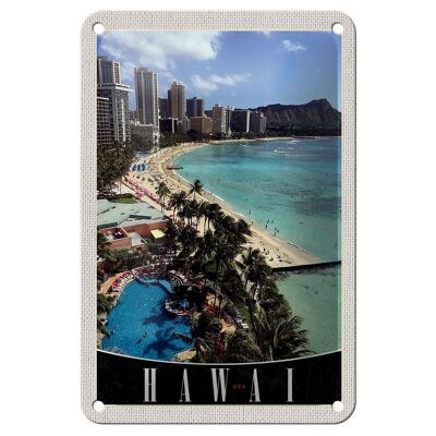 Targa in metallo da viaggio 12x18 cm Hawaii Island America USA Vacation Beach Sign