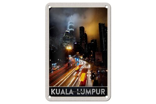 Blechschild Reise 12x18cm Kuala Lumpur Malaysia Asien Nacht Schild