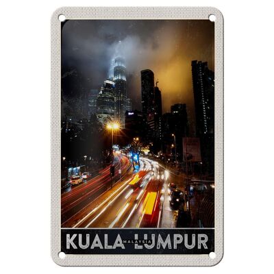 Cartel de chapa de viaje, 12x18cm, Kuala Lumpur, Malasia, Asia, cartel nocturno